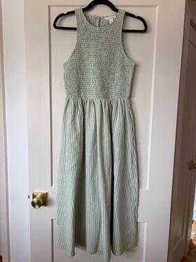 Joe Fresh Light Green Smocked Midi Dress